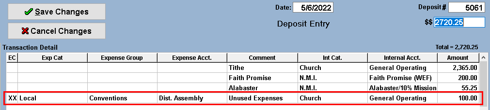 Example Refund Deposit